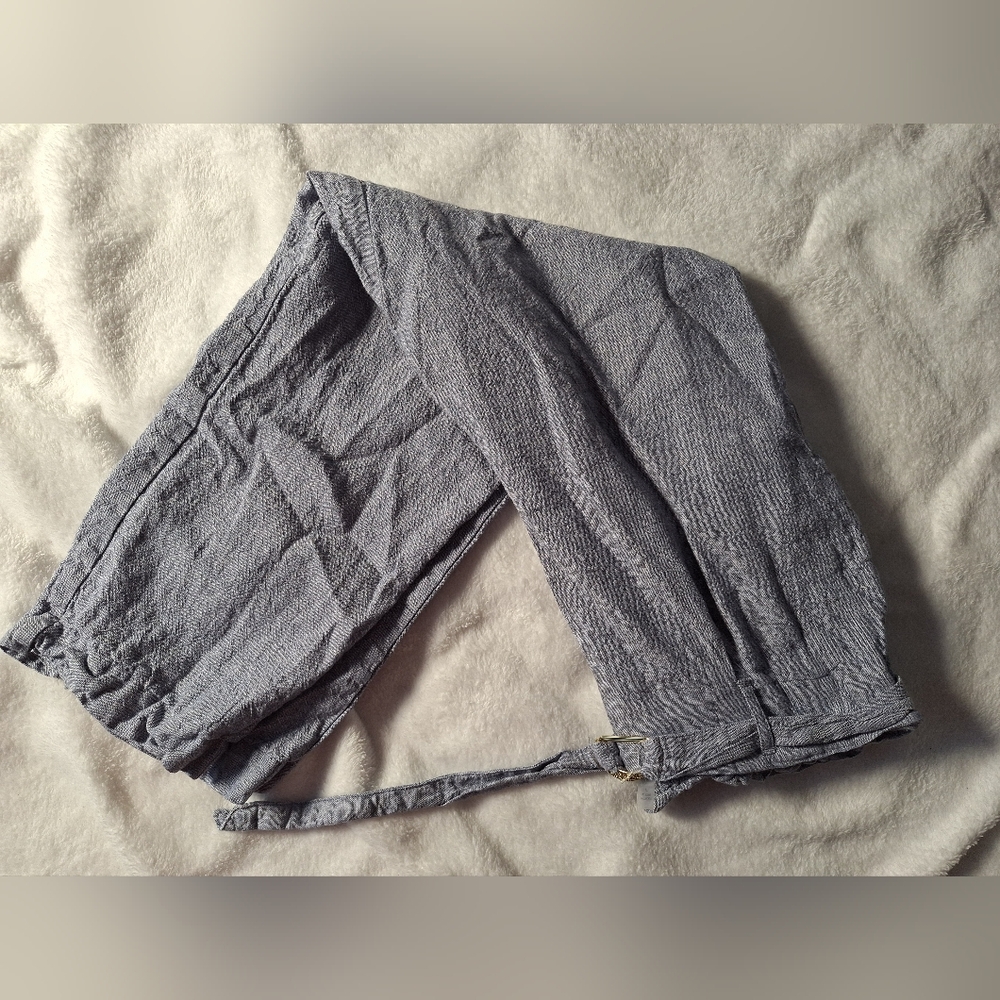 Anne Klein Women’s Lightweight Chambray Pants Elastic Waist D-Ring Belt